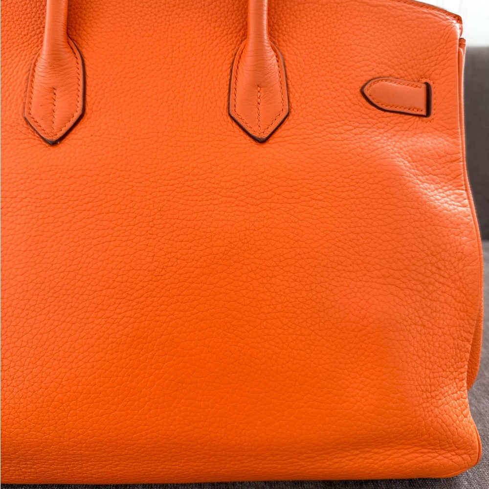 Hermes Birkin 35 Orange Clemente leather tote bag authentic silver hardware - Picture 11 of 16